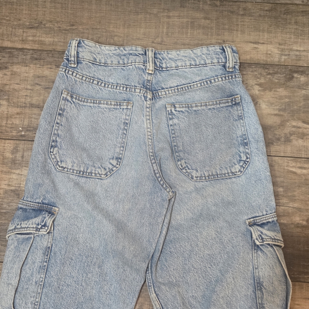 Vintage Chic Berkshka Light Blue Cargo Designer Jeans for Woman - Size 00 Pants - Picture 7 of 10